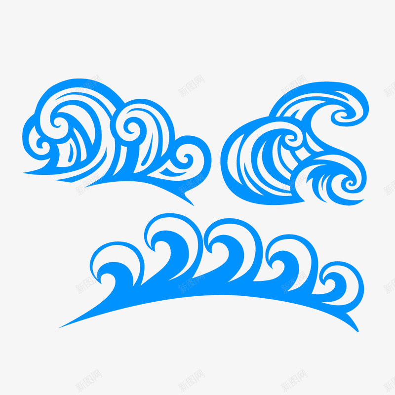传统蓝色波浪线条png免抠素材_新图网 https://ixintu.com 传统 海纹 线条 蓝色