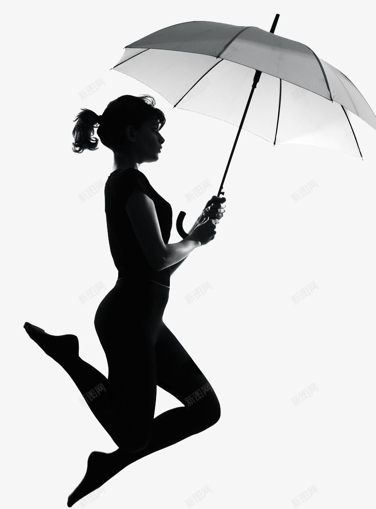 打伞跳起的女人png免抠素材_新图网 https://ixintu.com 伞 剪影 女人 雨中女人 黑