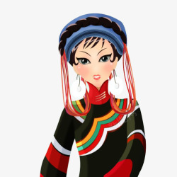 女人用的头饰卡通彝族女人插画高清图片