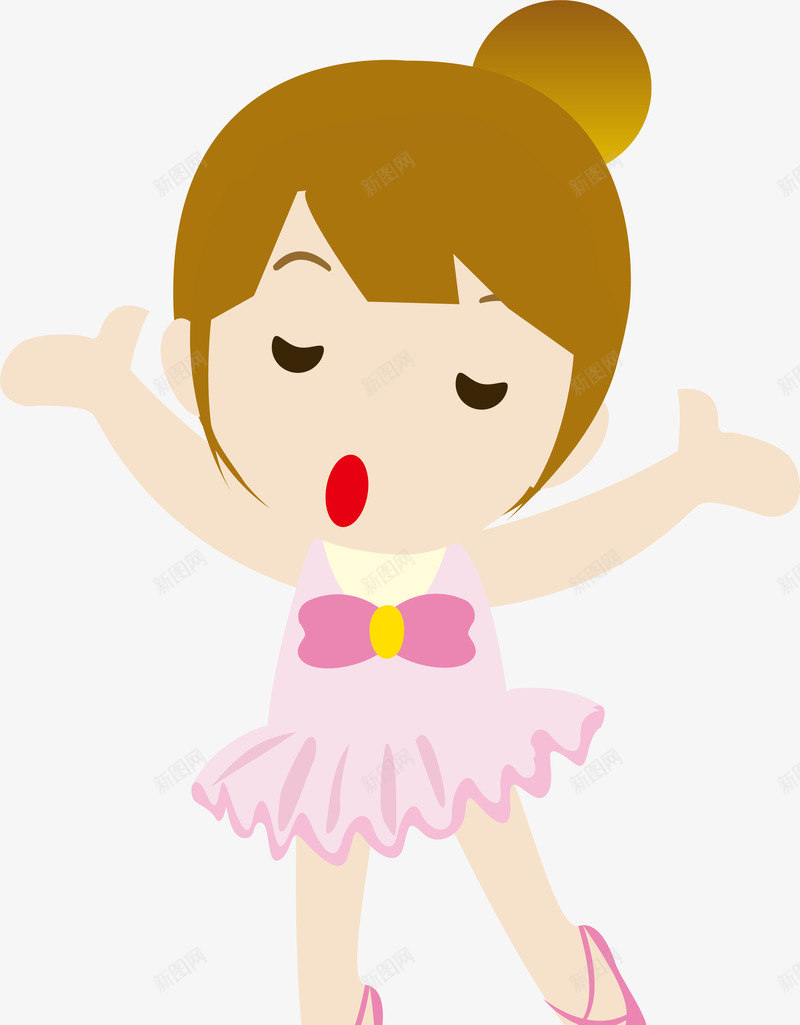 跳舞的女孩插画png免抠素材_新图网 https://ixintu.com 人物设计 兴趣 创意 插画 爱好 美丽微笑