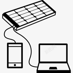 充电电脑手机和笔记本电脑充电的太阳能电池板图标高清图片