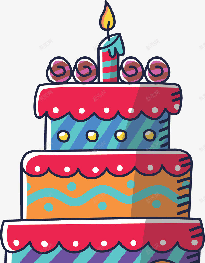 三层卡通生日蛋糕矢量图ai免抠素材_新图网 https://ixintu.com 三层蛋糕 庆祝生日 生日蛋糕 矢量png 蛋糕 过生日 矢量图