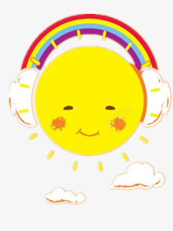笑脸插画太阳和彩虹高清图片