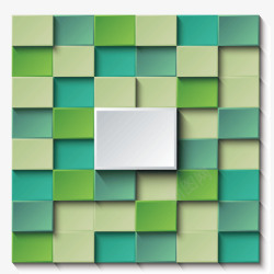 方块立体背景装饰蓝绿色矢量图素材