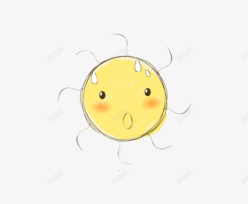 惊讶流汗的太阳图标png_新图网 https://ixintu.com 创意卡通图标 创意卡通图案 卡通图标 卡通图案 卡通太阳 黄色