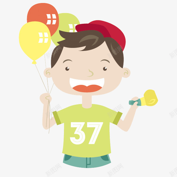 卡通男孩拿着气球png免抠素材_新图网 https://ixintu.com 卡通男孩 庆典 庆祝 庆祝活动 欢庆 气球 生日 聚会