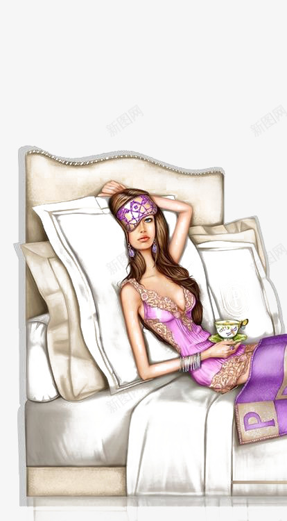 睡觉的女人png免抠素材_新图网 https://ixintu.com 卡通 女人 手绘 插画 睡觉 躺着