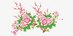 创意卡通手绘牡丹花卉素材