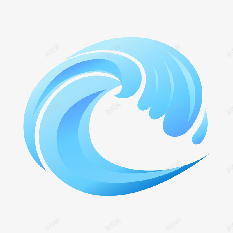 蓝色渐变立体感海纹png免抠素材_新图网 https://ixintu.com 波浪 海纹 渐变 立体感 蓝色海浪