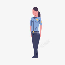 卡通版站立的女警察素材