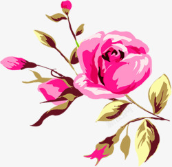 中式粉色卡通牡丹花朵素材