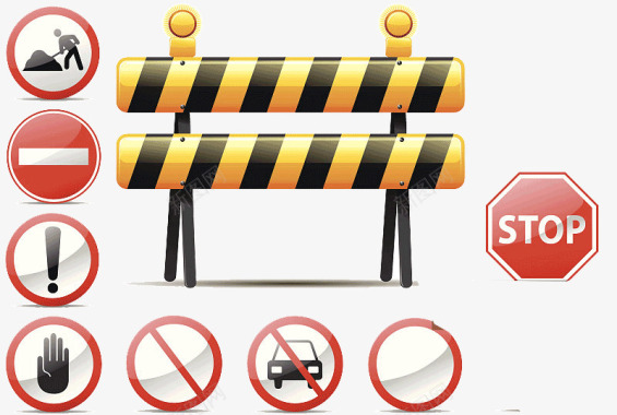 禁止停车的各种路标车牌图标图标