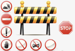 路桩禁止停车的各种路标车牌图标高清图片