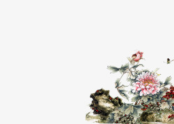 牡丹横素描中国风画图标高清图片