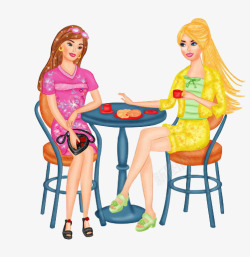 冒热气的茶聊天喝茶的两个女子高清图片