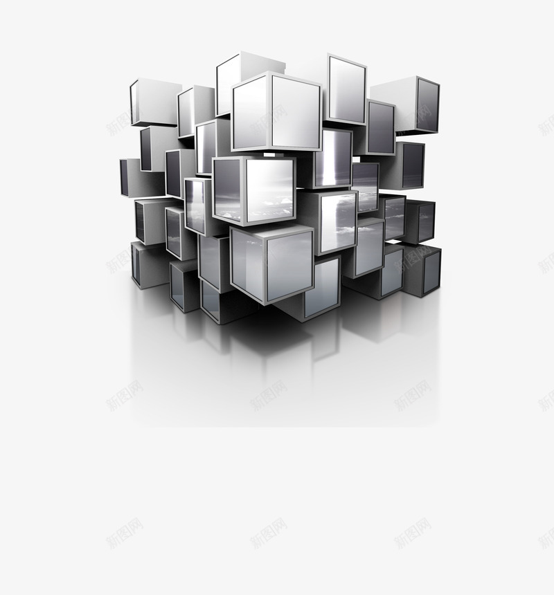 3D立方块png免抠素材_新图网 https://ixintu.com 3D立方块 阴影 黑白色相间