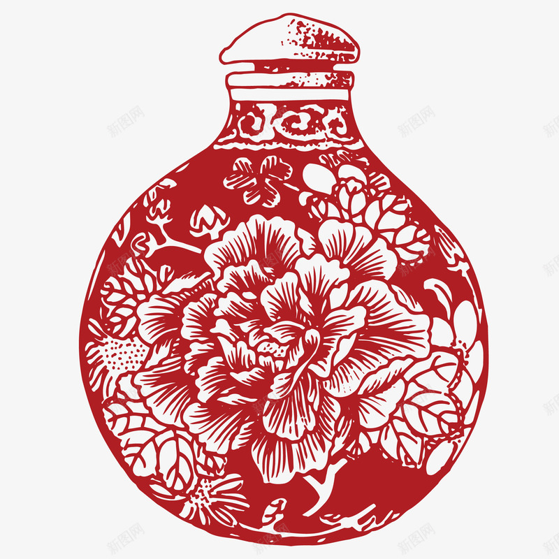 红色的古典瓶子花纹png免抠素材_新图网 https://ixintu.com 中国风 古典瓶子 牡丹 瓷瓶 矢量花纹 红色的瓶子 花纹