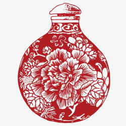 红色的古典瓶子花纹素材