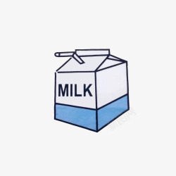 奶灰色卡通一盒插着吸管的牛奶高清图片