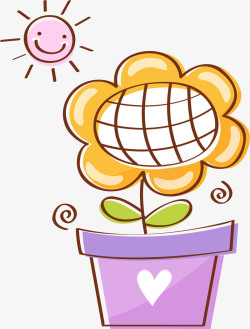 可爱的花盆卡通向日葵高清图片
