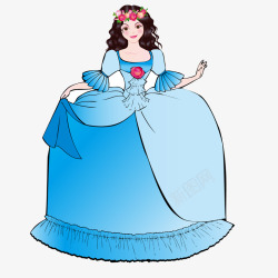 公主穿蓝色裙子美丽的公主人物矢量图高清图片