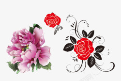 玫瑰花和牡丹素材