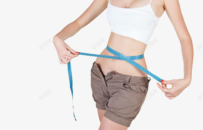 实物测量腰围的女人png免抠素材_新图网 https://ixintu.com 健身 减肥 女人 尺子 测量 腰围 节食 蓝色尺子