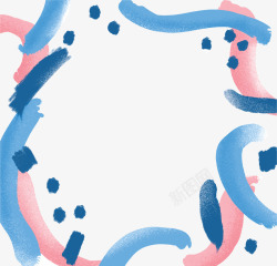 蓝边框png蓝粉色涂鸦笔刷边框矢量图高清图片