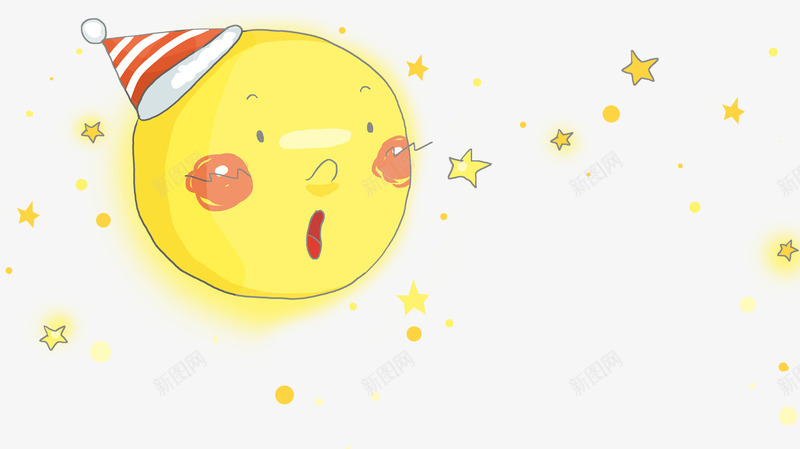 戴帽子的月亮png免抠素材_新图网 https://ixintu.com 夜晚 夜空 月亮 黄色