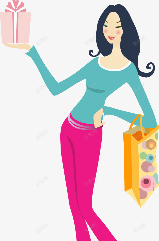 手托礼物的时尚女人png免抠素材_新图网 https://ixintu.com 人物 卡通 女人 手托礼物 托着的手 时尚 装饰插图