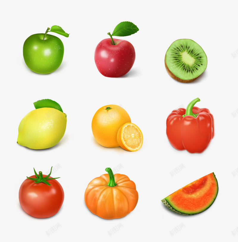 瓜果蔬菜png免抠素材_新图网 https://ixintu.com 多款可选 多款水果素材 瓜果 苹果 蔬菜 西瓜