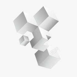 白色立体方体正方块矢量图素材