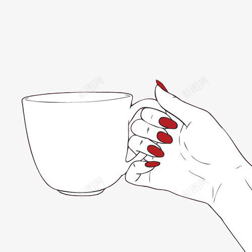 红指甲的手拿着咖啡杯psd免抠素材_新图网 https://ixintu.com 坏女人 手控福利 手绘 特写 红指甲 酷女孩