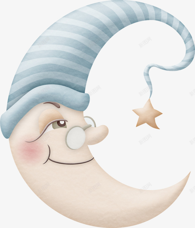 卡通月亮帽子装饰图案png免抠素材_新图网 https://ixintu.com 免抠PNG 卡通 帽子 月亮 装饰图案