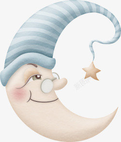 卡通月亮帽子装饰图案素材