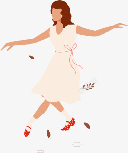 飞跃人物女子跳舞姿势卡通跳舞人物图矢量图高清图片