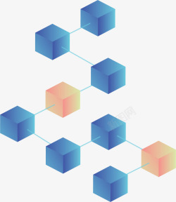 蓝色立体方块网络矢量图素材