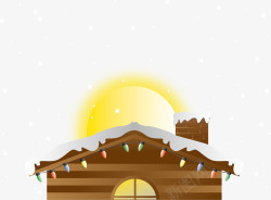 棕色屋顶屋子后面升起的太阳矢量图高清图片