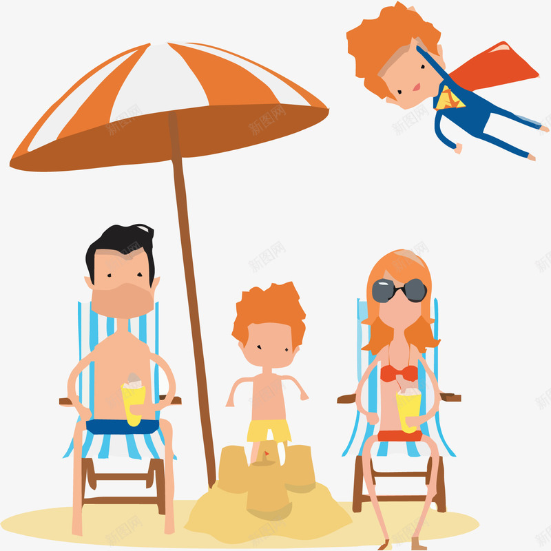 沙滩玩耍png免抠素材_新图网 https://ixintu.com 一家人 幸福 晒太阳png 沙滩 玩耍 矢量素材