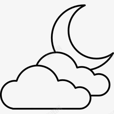 半个月亮和云图标图标
