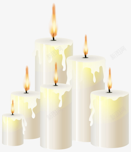 一堆散发光芒的蜡烛png免抠素材_新图网 https://ixintu.com 火焰 火苗 燃烧 白烛 蜡烛