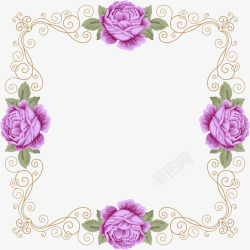 紫色清新花朵框架素材