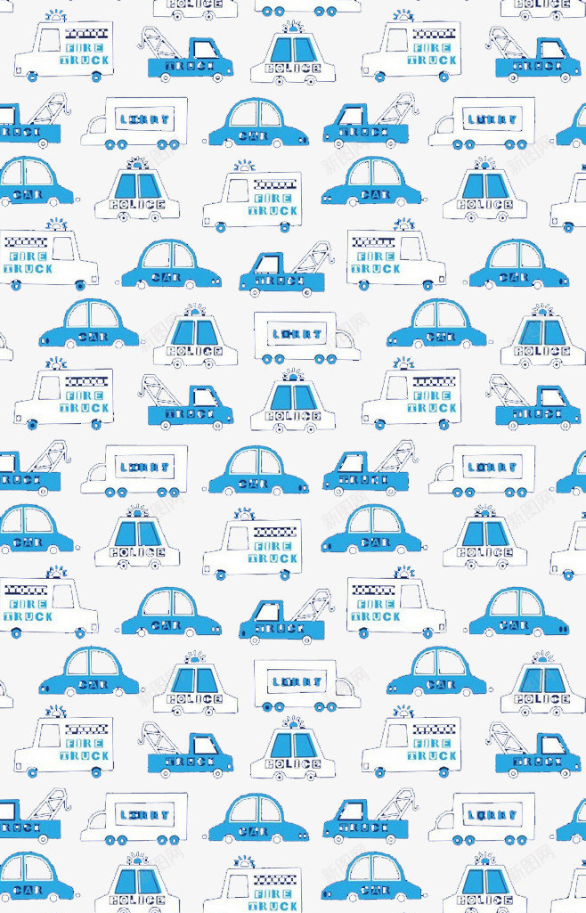 卡通汽车背景png免抠素材_新图网 https://ixintu.com 卡通 印花 汽车 蓝色