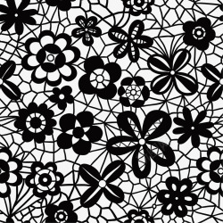 手绘黑色花朵花纹素材