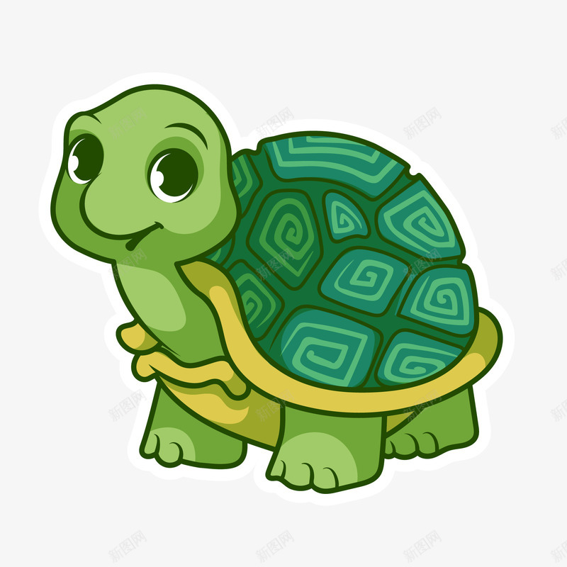 卡通绿色的海龟矢量图ai免抠素材_新图网 https://ixintu.com 动物设计 卡通 手绘 海洋动物 海龟 绿色 矢量图