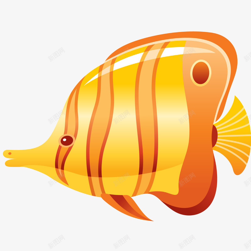 卡通可爱的热带鱼矢量图ai免抠素材_新图网 https://ixintu.com 动物 卡通 海洋 热带鱼 鱼类 黄色 矢量图