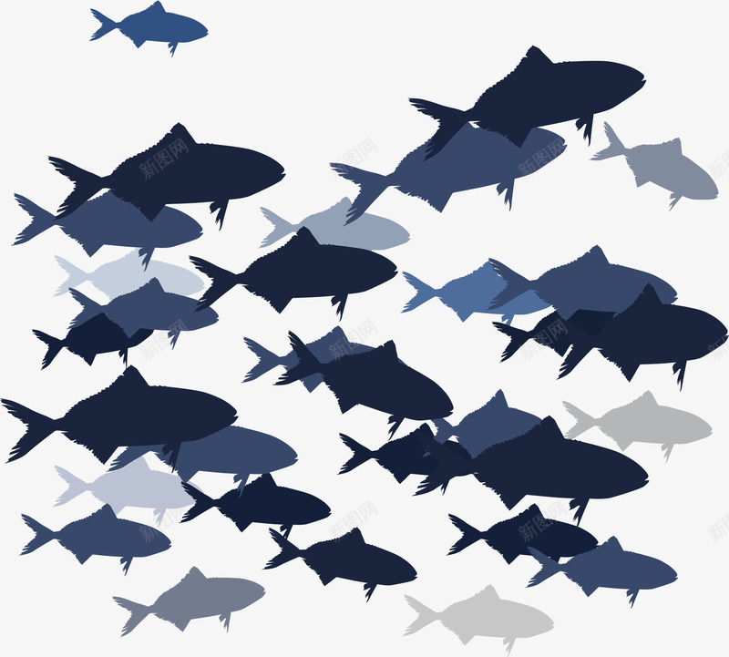 深蓝色海洋中的鱼群矢量图ai免抠素材_新图网 https://ixintu.com 海洋 海洋鱼群 深蓝色 矢量png 蓝色鱼群 鱼群 矢量图