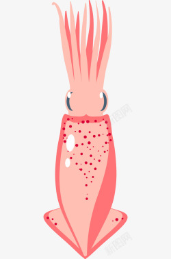 动画海鲜手绘卡通粉色乌贼鱿鱼高清图片