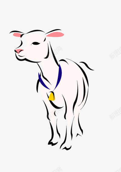 绘画动物png免抠素材_新图网 https://ixintu.com 可爱 成长 牧羊人 线描 装饰 铃铛