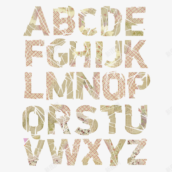印花字母png免抠素材_新图网 https://ixintu.com 分裂字母 创意字体 印花图案设计字母 布艺字体